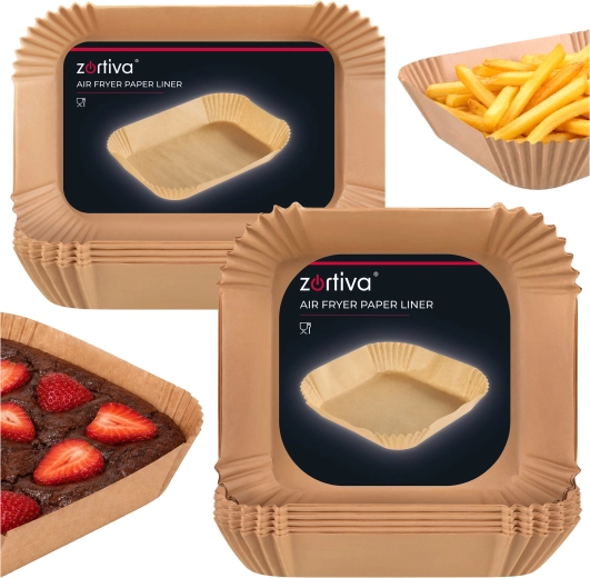 Inserții din hârtie pentru friteuza cu aer cald dual Zortiva (20 × 20 cm și 19,5 × 13 cm)