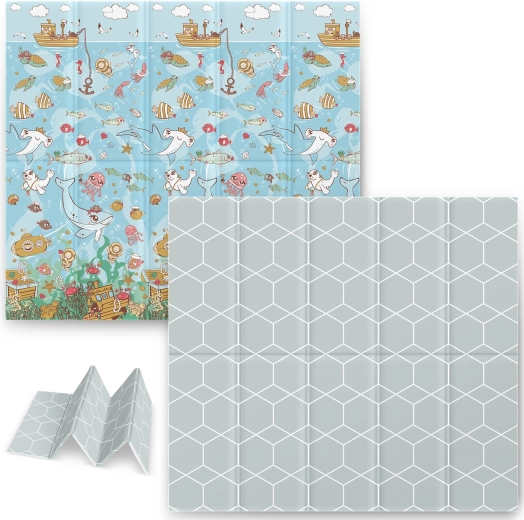 Saltea de joacă pliabilă din spumă 200 × 180 × 1 cm ocean NUKIDO