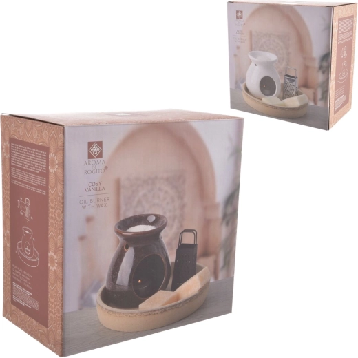 Set cadou: aromalampă ceramică cu ceară parfumată (5 buc.)