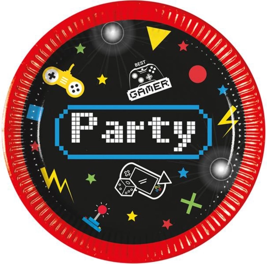 Farfurii de hârtie Gamer 20 cm, 8 buc.