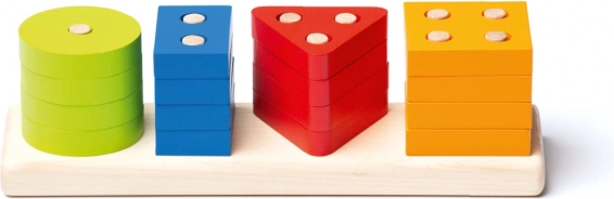 Puzzle din lemn pentru sortarea formelor CUBIKA, 17 piese