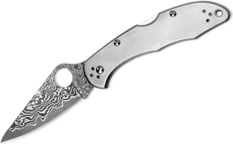 Cuțit de buzunar Spyderco Delica 4 Titanium Damascus 7,4 cm