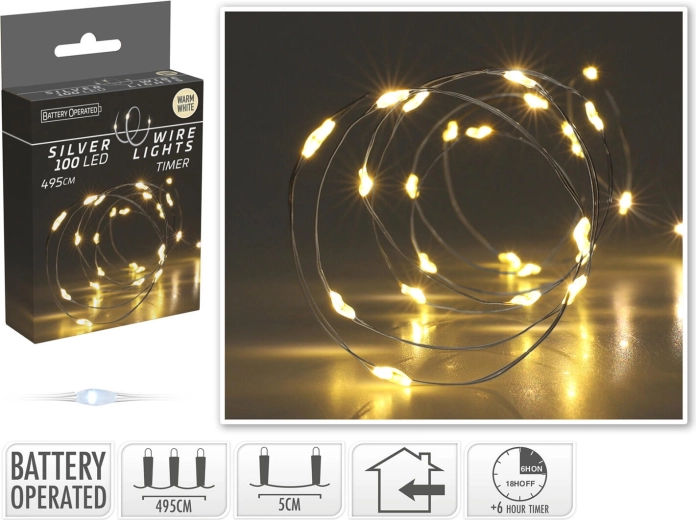 Iluminat LED de Crăciun alb cald 4,95 m (100 LED) cu temporizator