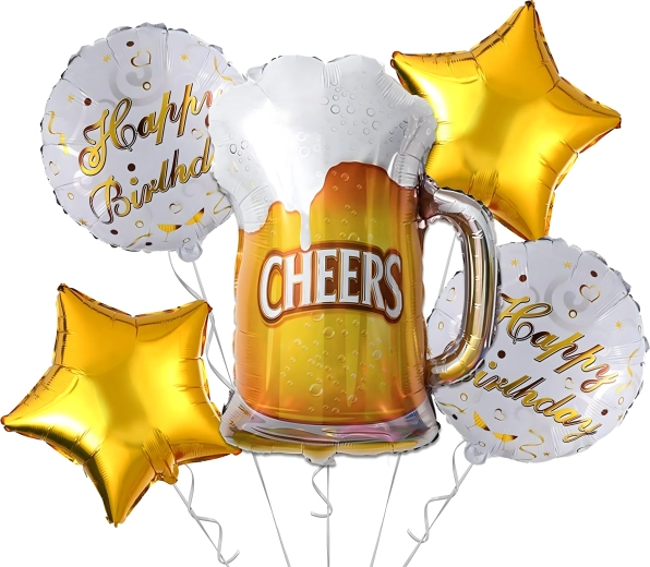 Set de baloane de aniversare Cheers – halbă de bere și stele