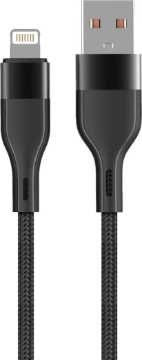 Maxlife cablu USB–Lightning 1 m, 2,4 A, nylon negru