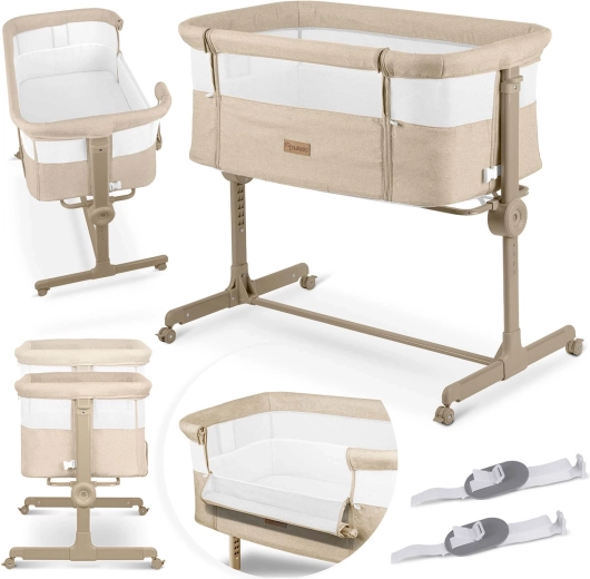 Pătuț lateral Nukido cu înălțime reglabilă și saltea