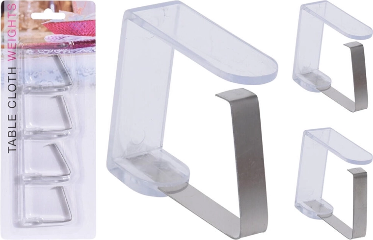 Clemă pentru față de masă din inox și plastic 45 × 45 mm, 4 buc