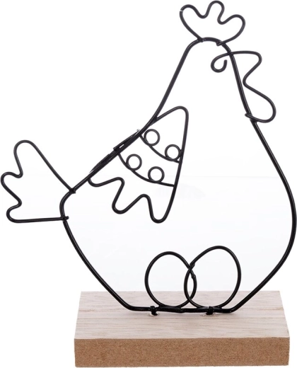 Găinușă decorativă din lemn și metal 13,5 cm