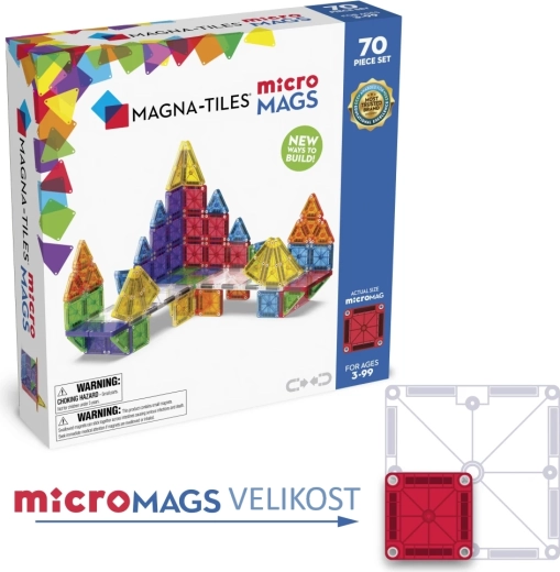 Magna-Tiles set de construcție magnetic microMAGS 70 de piese