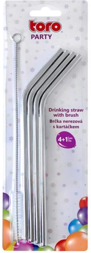 Set eco de paie din oțel inoxidabil 4 buc + perie de curățare