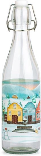 Sticlă din sticlă cu închidere patentată TORO 1 l – căsuțe de Crăciun