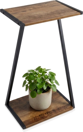 Suport pentru flori din metal cu două niveluri, negru, 29 × 20 × 50 cm