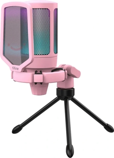 Microfon de gaming USB cu condensator Fifine A6V roz