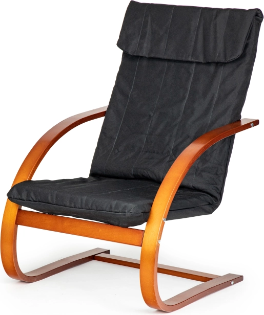 Scaun balansoar finlandez lounge ModernHome pentru living – material negru, lemn de nuc