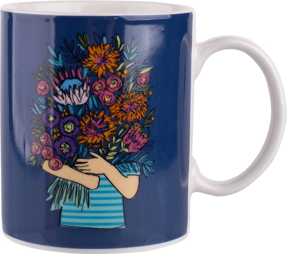 Cană simplă 300 ml cu decor „buchet granat”