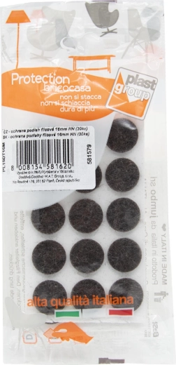 Tampoane autoadezive din fetru pentru mobilier, 16 mm, maro, 30 buc.