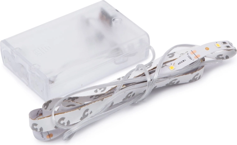 Bandă LED cu lumină albă caldă, 1 m, alimentată cu baterii AA