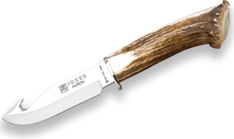 JOKER CN74 cuțit de vânătoare Desollador Huron 11 cm, corn, teacă din piele