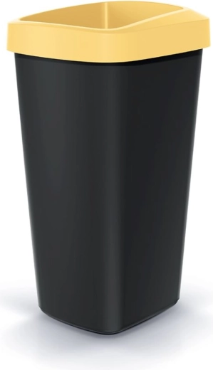 Coș de gunoi 25 l cu capac rabatabil, galben deschis