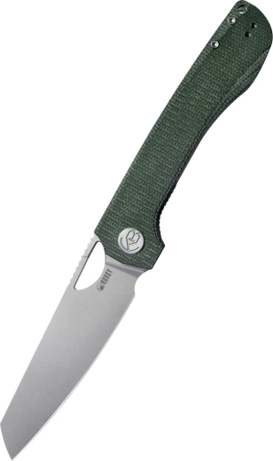 Kubey Elang KU365E cuțit pliabil 10 cm, bead blasted, micarta verde închis cu clemă