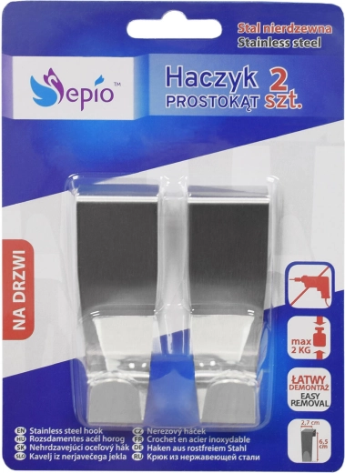 Cârlig din inox pentru sertar 2,7 × 2,7 × 6,5 cm (2 buc.)