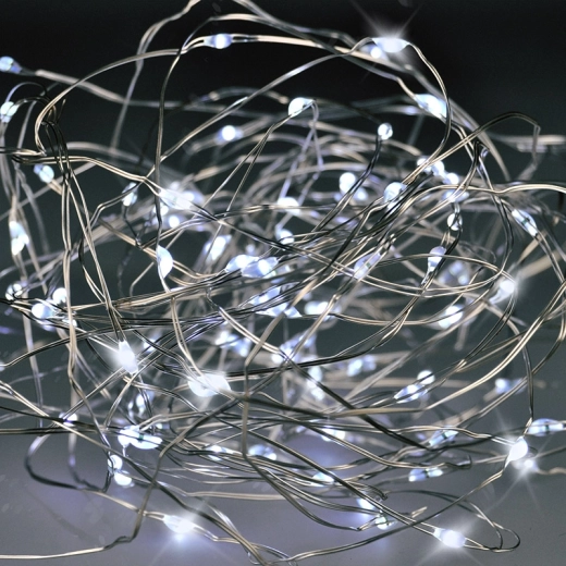 Solight ghirlandă LED de Crăciun pe fir argintiu, 10 m, 100 mini LED-uri, lumină albă rece - 1 bucată