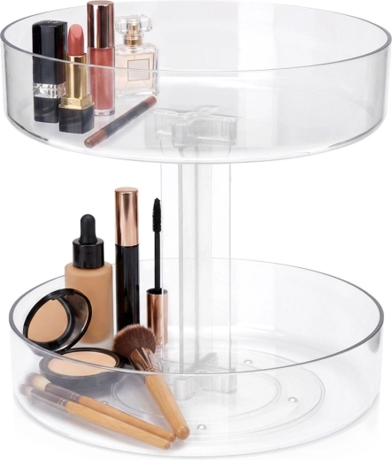 Organizator rotativ pe două niveluri pentru cosmetice 21 × 21 × 21,5 cm