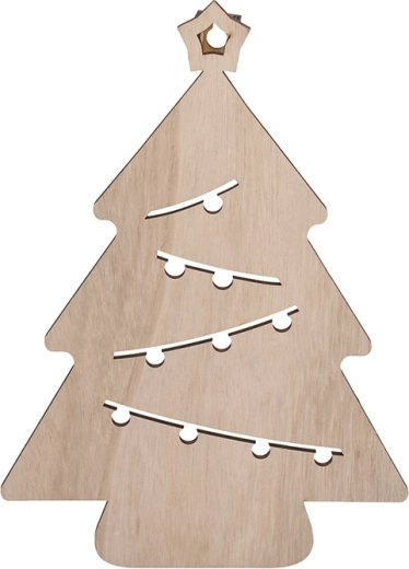 Decorațiune LED de perete Solight, brad de Crăciun din lemn, 30 cm – 1 bucată