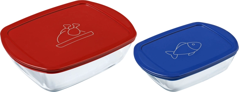 Set de caserole dreptunghiulare din sticlă PYREX 1,2 l și 2,5 l