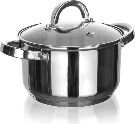 Oală din inox cu capac din sticlă 18 cm 2,6 l CUISINO