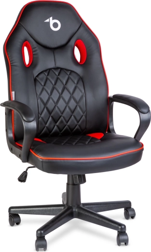 Scaun de gaming cu spătar, negru și roșu