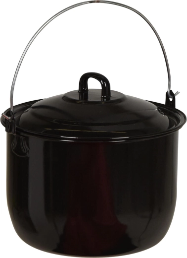 Oală smălțuită suspendată 24 cm cu capac, 6,7 l, neagră