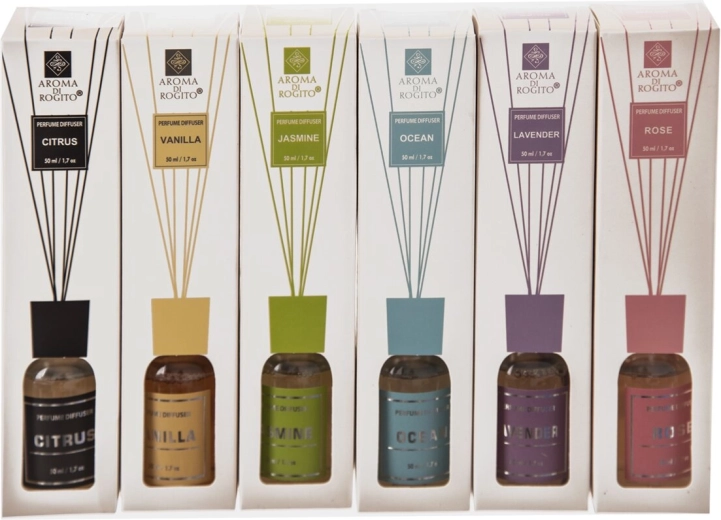 Difuzor de aromă cu bețișoare 50 ml – mix 6 variante