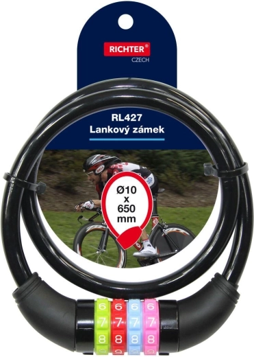 Antifurt cablu numeric 10 × 650 mm negru RICHTER