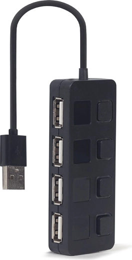 Hub USB 2.0 cu 4 porturi cu comutatoare, negru - 1 bucată