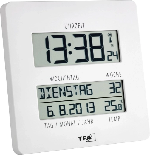 TFA TimeLine ceas digital controlat radio – alb