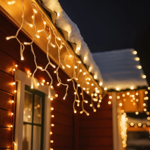 Solight perdea LED de Crăciun cu țurțuri, 120 LED-uri, alb cald