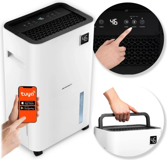 Dezumidificator cu compresor BERDSEN 20 l cu Wi‑Fi, alb