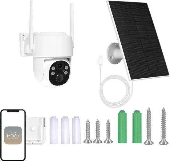 Cameră IP Wi‑Fi de exterior Moes 4 Mpx cu panou solar și PTZ
