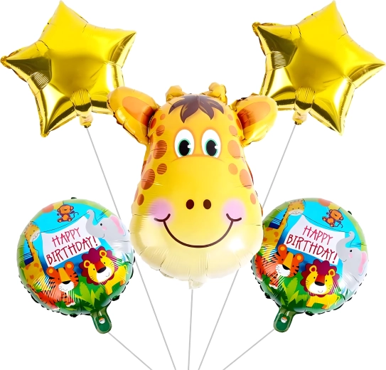 Set de baloane pentru zi de naștere girafă, animăluțe, 5 buc