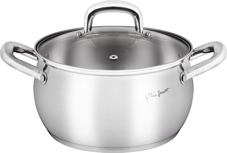 Oală din oțel inoxidabil Lamart Shape cu capac, 2,4 l