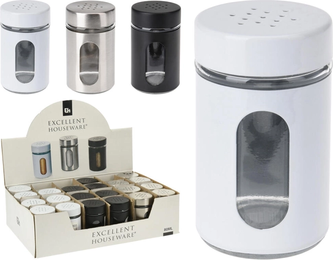 Solniță și piperieră 94 ml din metal și sticlă – mix de culori