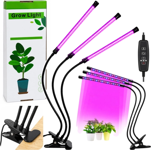 Lampă LED pentru creșterea plantelor 30 W cu 3 module și clemă