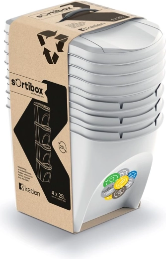Set coșuri de sortare Sortibox 4×25 l gri cenușiu
