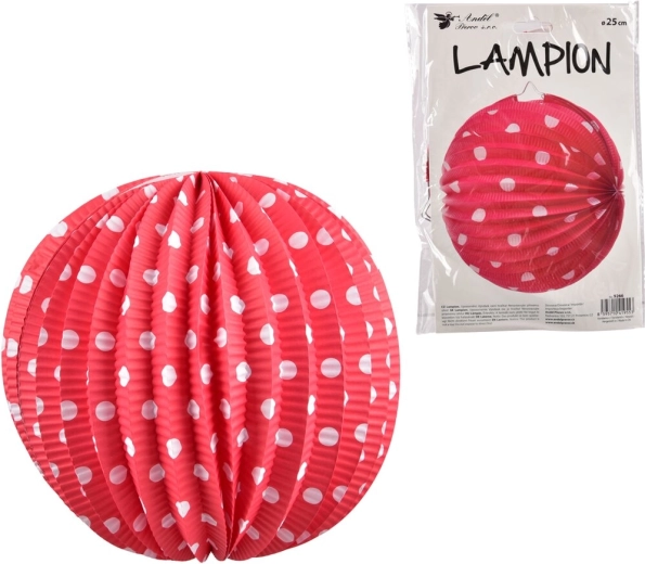 Lampion de hârtie cu buline roz 25 cm