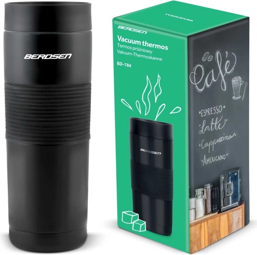Termos pentru băuturi 590 ml BERDSEN cu pai, negru