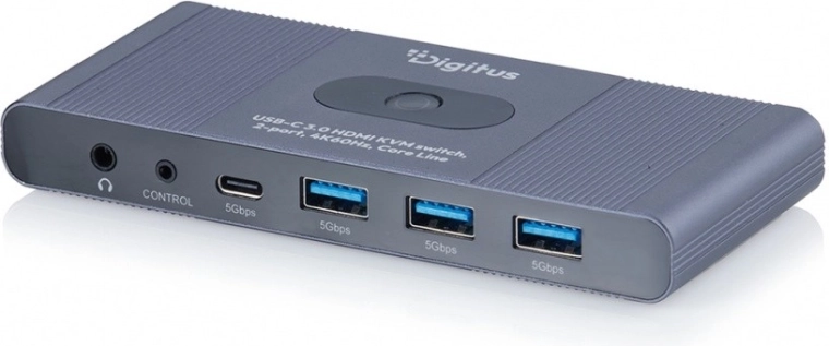 Comutator KVM Digitus HDMI 2×1 4K 60 Hz cu USB 3.0 și audio (Core line) - 1 bucată