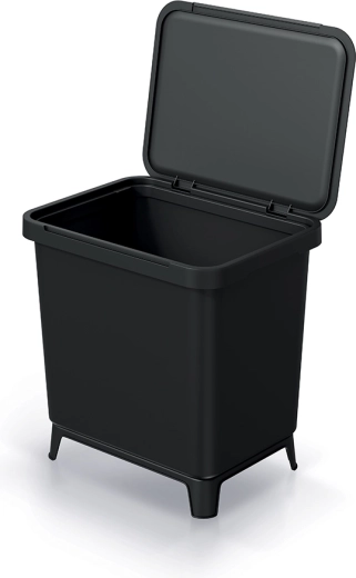 Coș de gunoi Systema 29 l din plastic reciclat – negru