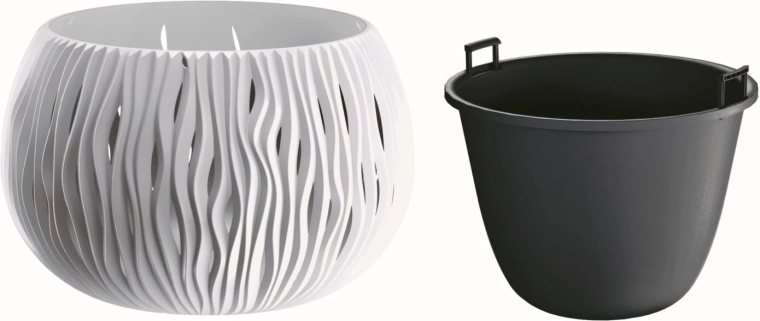 Ghiveci Sandy Bowl cu inserție 37 cm alb