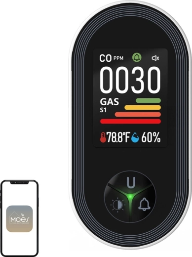 Moes detector de monoxid de carbon și gaze inflamabile cu ecran color (S02-CG)